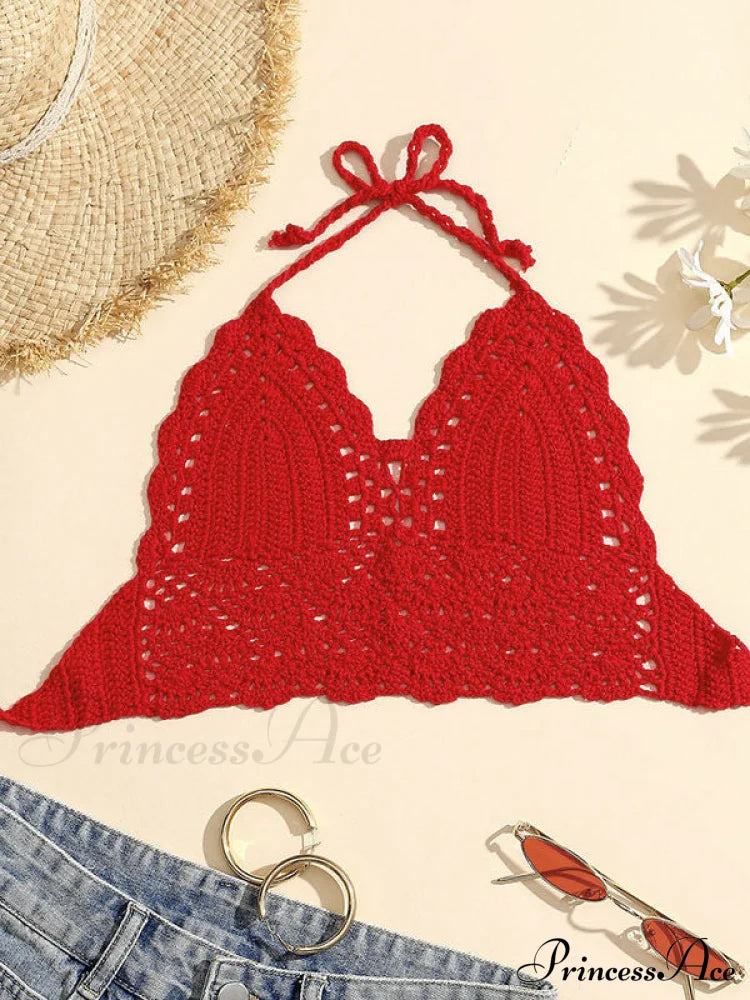 Halter Crochet Hollow Trendy Crop Tops