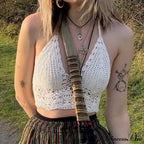 Halter Crochet Hollow Trendy Crop Tops