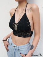 Halter Crochet Hollow Trendy Crop Tops