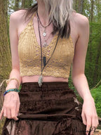 Halter Crochet Hollow Trendy Crop Tops
