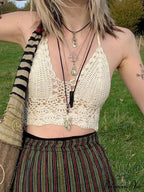 Halter Crochet Hollow Trendy Crop Tops