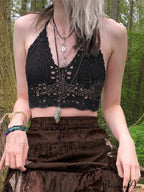 Halter Crochet Hollow Trendy Crop Tops