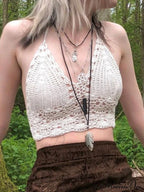 Halter Crochet Hollow Trendy Crop Tops