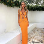 Halter Knitted Backless Maxi Dress