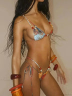 Halter Mini Skirt Three Piece Swimsuit