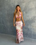 Halter Neck Flower Print Three Piece Swimsuit