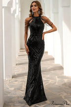 Halter Neck Sequin Charming Mermaid Prom Dress