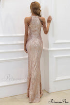 Halter Neck Sequin Charming Mermaid Prom Dress