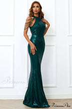 Halter Neck Sequin Charming Mermaid Prom Dress