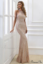 Halter Neck Sequin Charming Mermaid Prom Dress