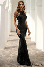 Halter Neck Sequin Charming Mermaid Prom Dress