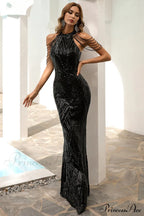 Halter Neck Sequin Charming Mermaid Prom Dress