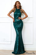 Halter Neck Sequin Charming Mermaid Prom Dress