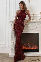 Halter Neck Sequin Charming Mermaid Prom Dress