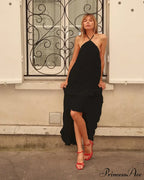 Halter Neck Stylish Ruched Midi Dress