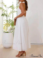 Halter Neck Waist Little Graceful Black Dress Mid Length Dress
