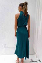 Halter Sleeveless Satin Bridesmaid Dress