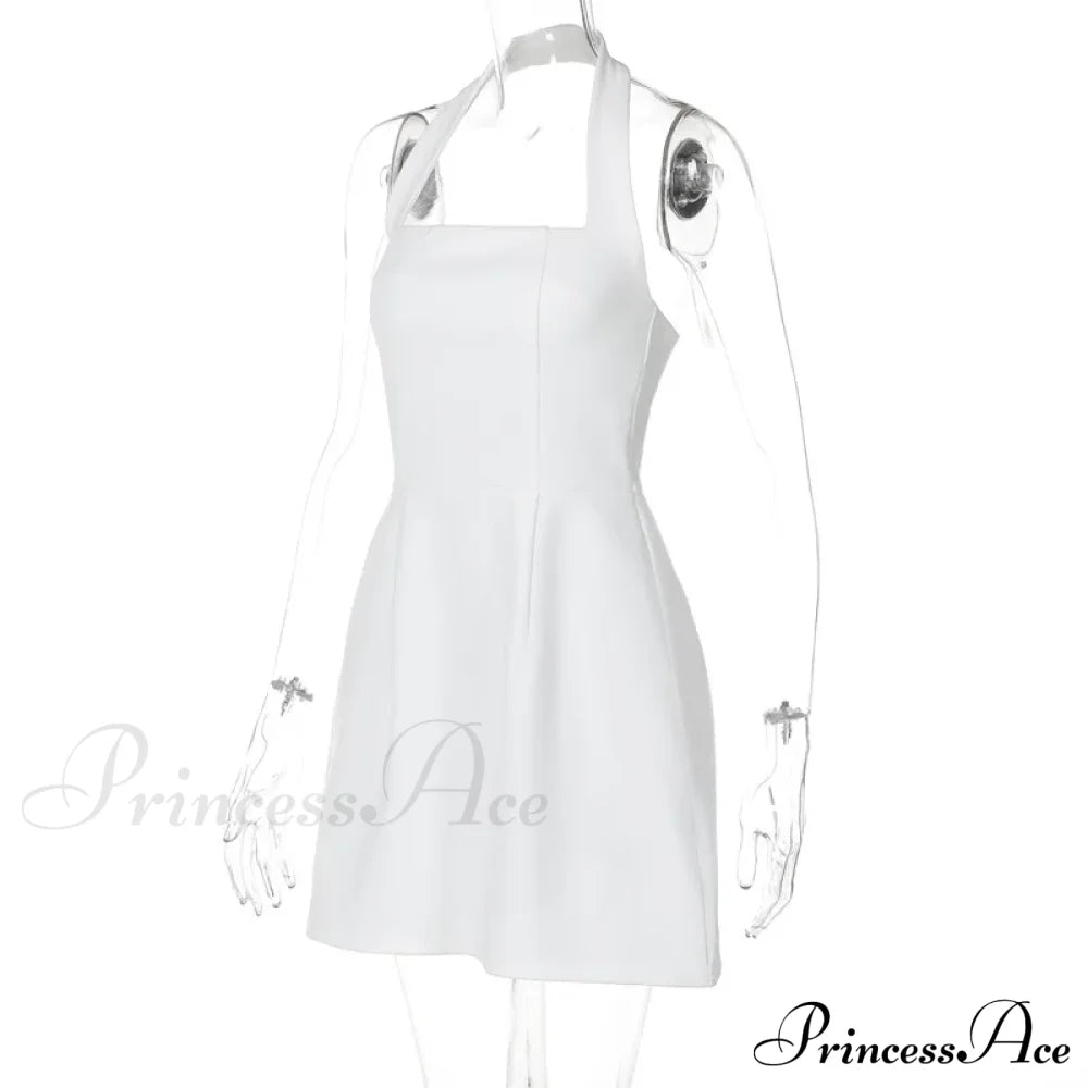 Halter Solid Stylish Mini Dress
