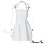 Halter Solid Stylish Mini Dress