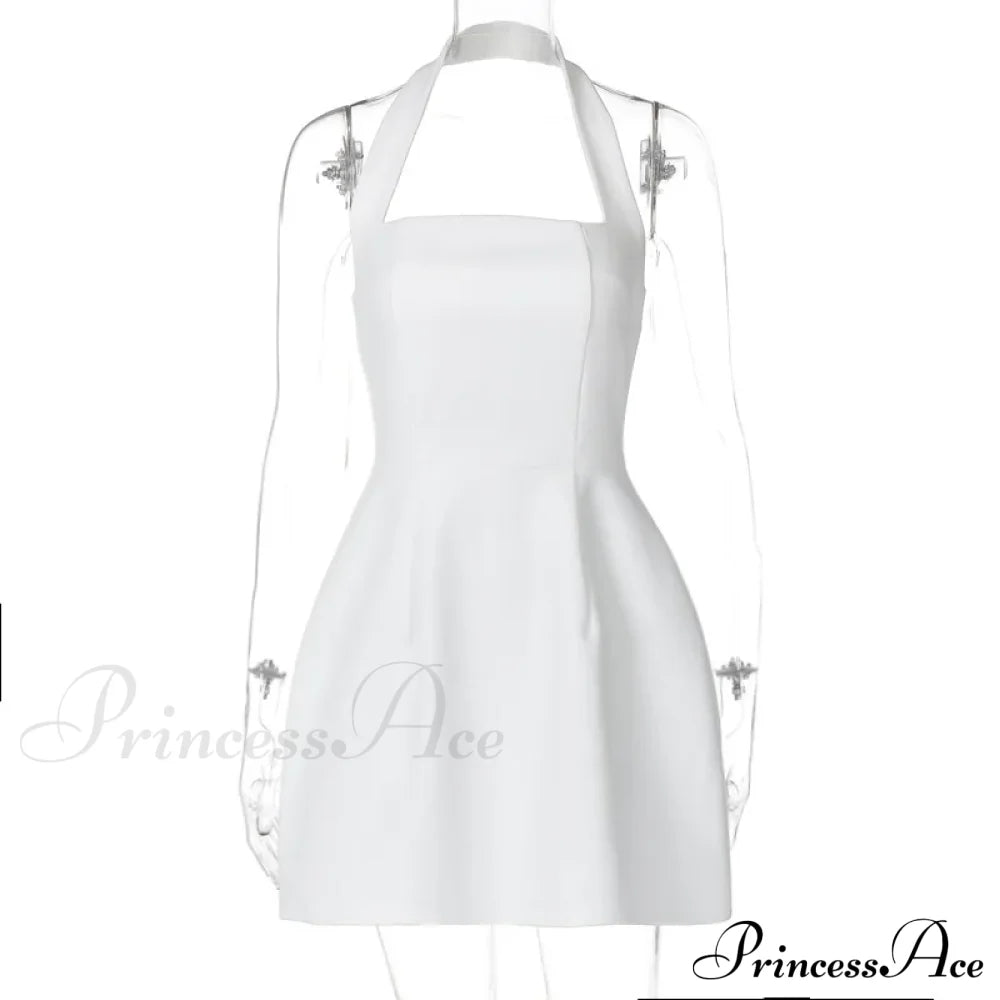 Halter Solid Stylish Mini Dress