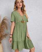 Adriana Exclusive Vintage Dress with V Neck & Lace Design Chic Silhouette Collection
