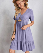 Adriana Exclusive Vintage Dress with V Neck & Lace Design Chic Silhouette Collection