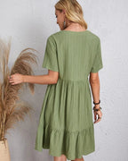 Adriana Exclusive Vintage Dress with V Neck & Lace Design Chic Silhouette Collection