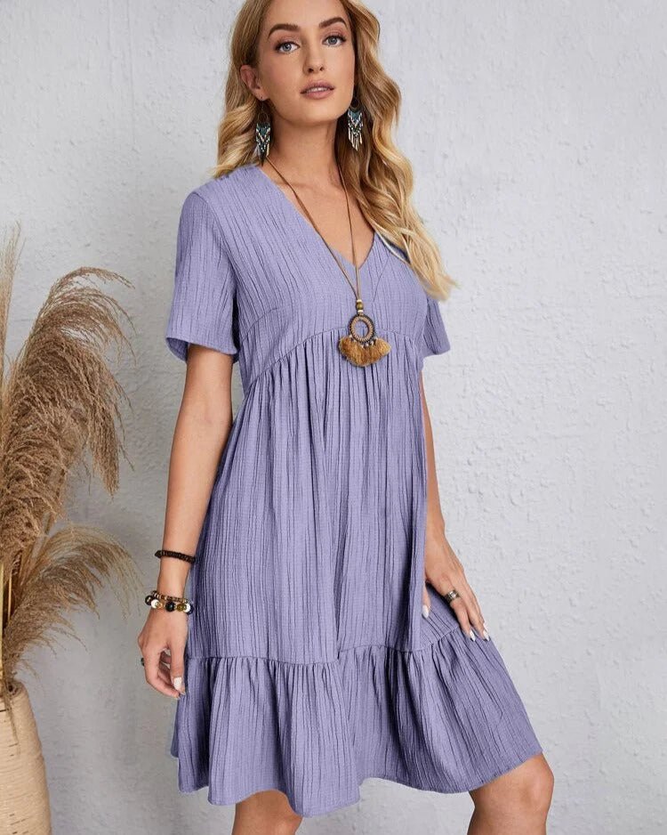 Adriana Exclusive Vintage Dress with V Neck & Lace Design Chic Silhouette Collection