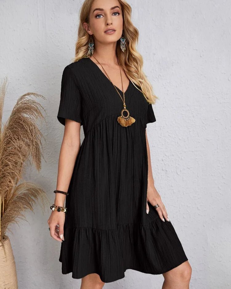 Adriana Exclusive Vintage Dress with V Neck & Lace Design Chic Silhouette Collection