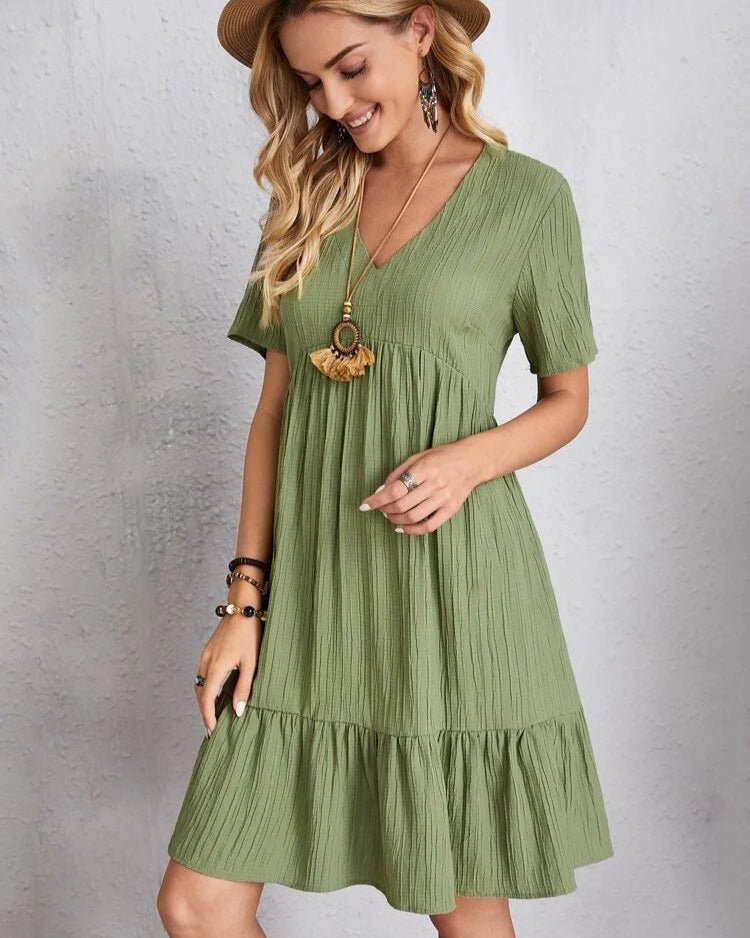 Adriana Exclusive Vintage Dress with V Neck & Lace Design Chic Silhouette Collection