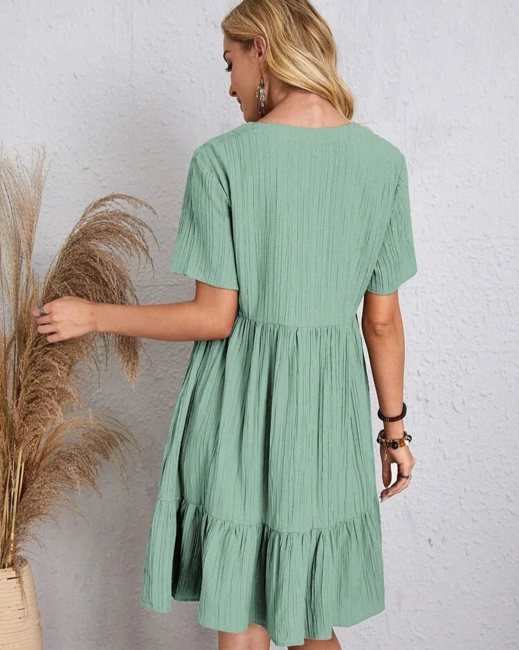 Adriana Exclusive Vintage Dress with V Neck & Lace Design Chic Silhouette Collection
