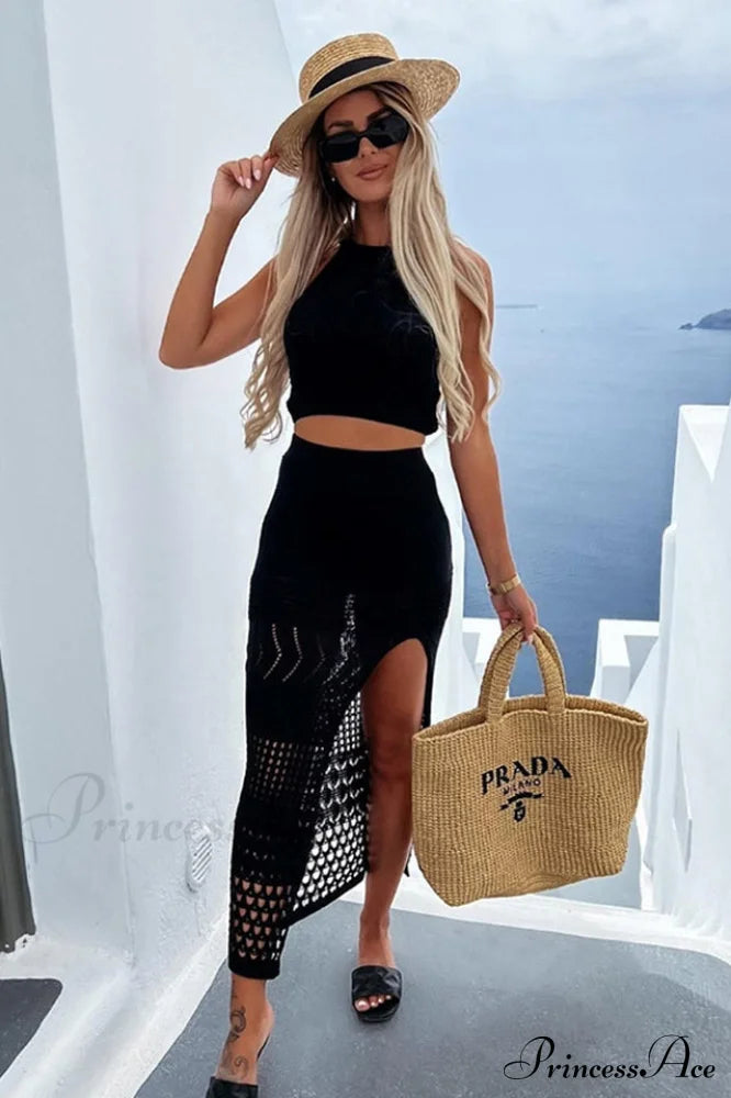 Hannah Knit Crop Charming Top + Skirt Set