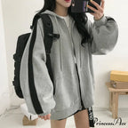 Harajuku Arm Long Hoodie Oversized - - Women's - Fit Loose - Boyfriend Style Street Casual Fleece Sweatshirt Material