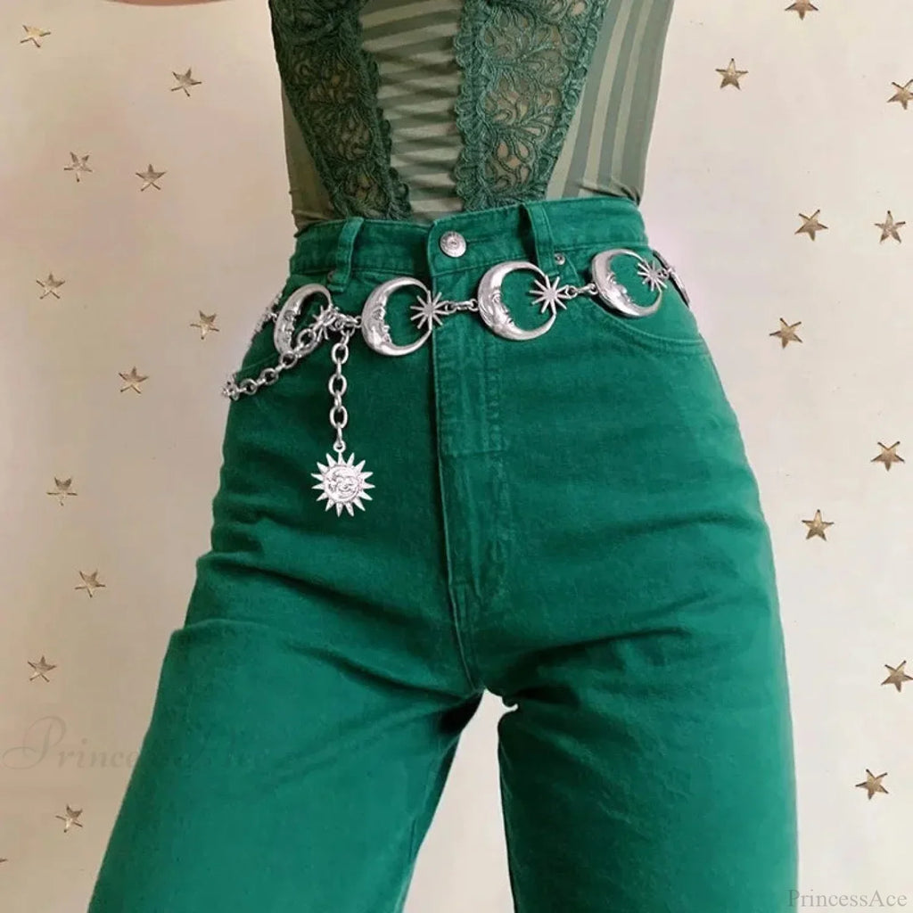 Harajuku Mysterious Rebel Moon Metal Belt