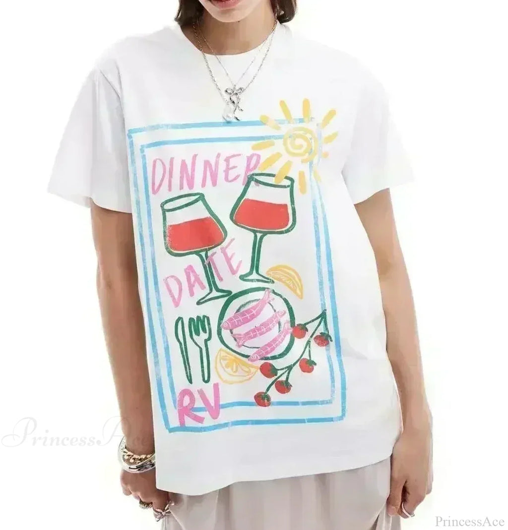 Harajuku Popular Flowers Graphic T-shirt