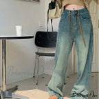 Harajuku Trend Japanese Style High-Waisted Straight New Autumn Leg Fashion Jean