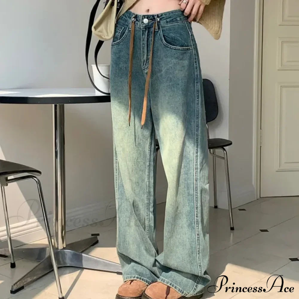 Harajuku Trend Japanese Style High-Waisted Straight New Autumn Leg Fashion Jean