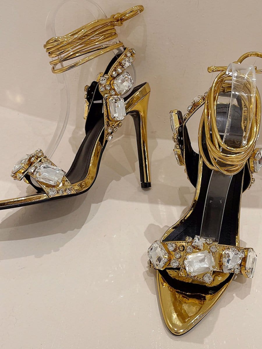 Harlow Ankle Rhinestone Toe Heel