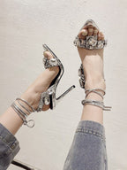 Harlow Ankle Rhinestone Toe Heel