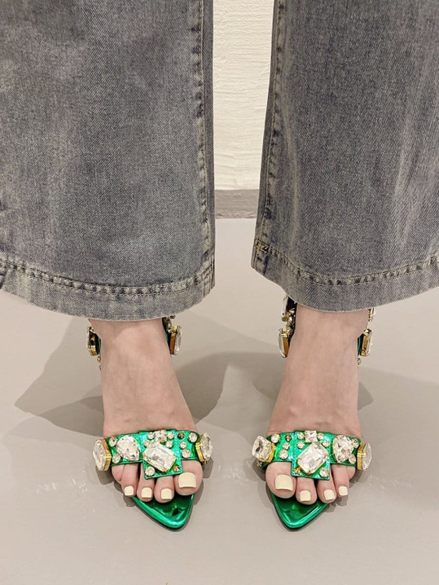 Harlow Ankle Rhinestone Toe Heel