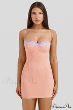 Harper Sorbet Lace Charming Trimmed Mini Dress