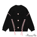 Heart Buttons Ribbion Charming Lace Up Cardigan