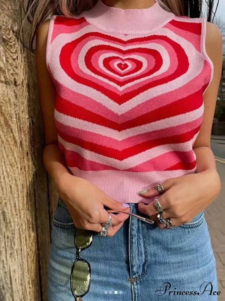 Heart Rhinestone Crop Tank
