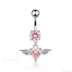 Heavenly Feathers Rose Dark Belly Ring
