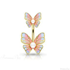 Heavenly Feathers Rose Dark Belly Ring