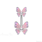 Heavenly Feathers Rose Dark Belly Ring