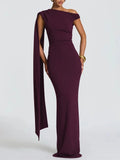 Helena One Shoulder Cape Maxi Dress