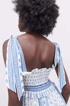 Wanda Chic Printed Midi Dress with Gathered Straps Everyday Luxe Edit