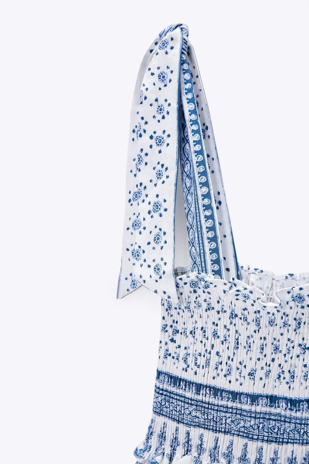 Wanda Chic Printed Midi Dress with Gathered Straps Everyday Luxe Edit