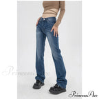 Hig Waist Loose Demin Blue Jeans